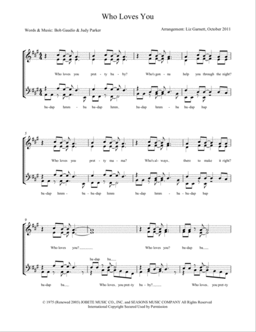 Who Loves You SSAA scores gallery preview page 1