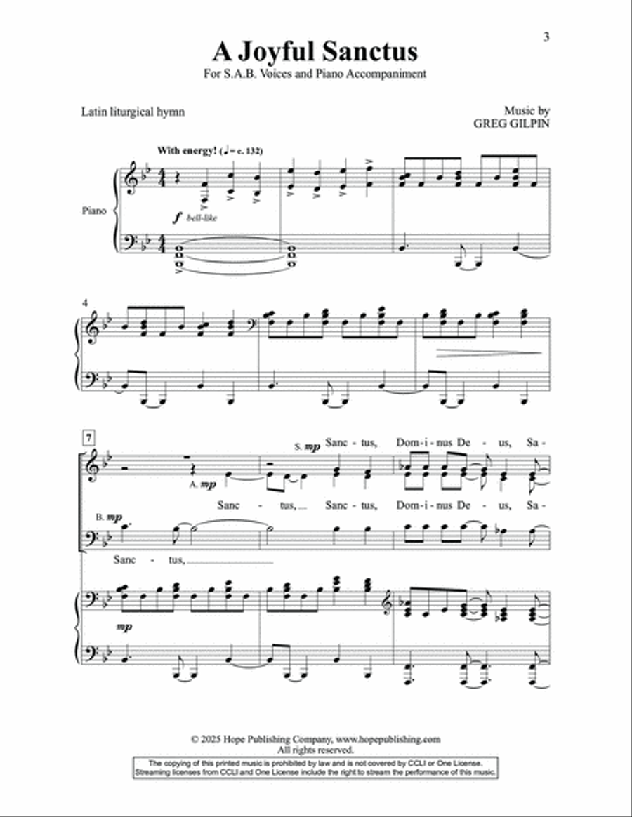A Joyful Sanctus 3-Part scores gallery preview page 3