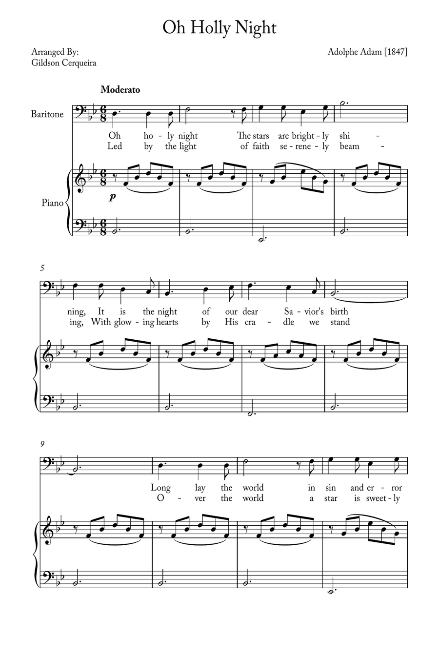 Oh Holy night Voice scores gallery preview page 1