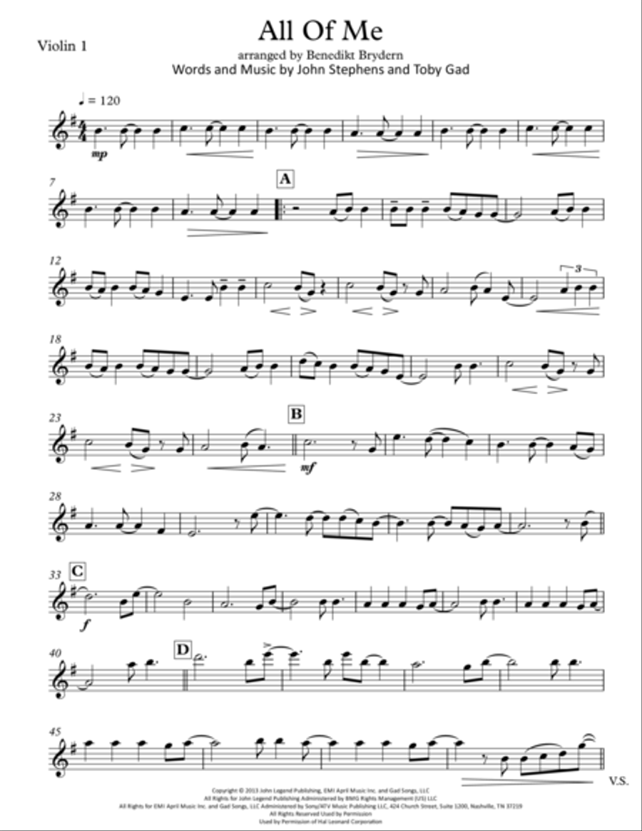 All Of Me String Quartet scores gallery preview page 6