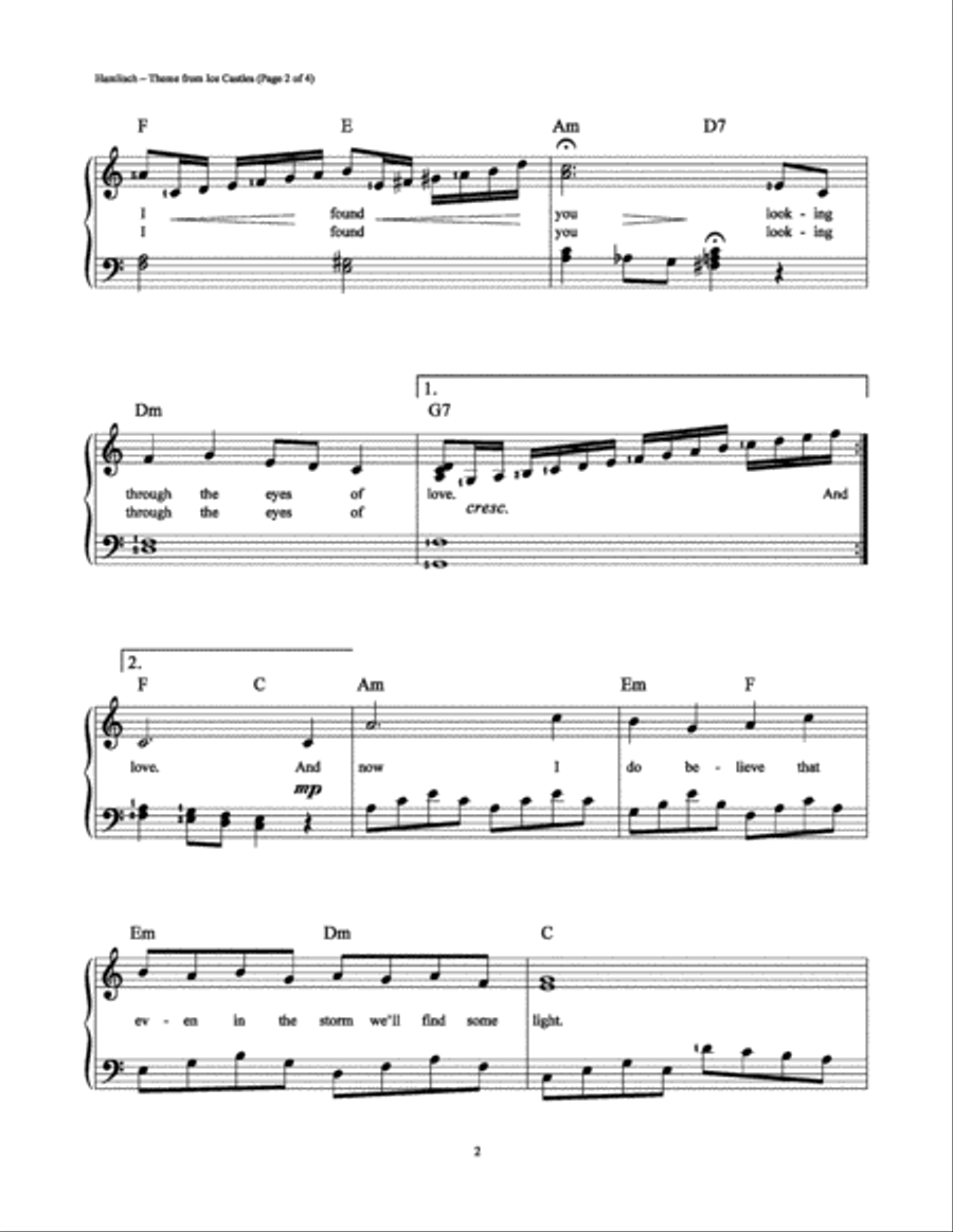 Theme from Ice Castles (Through the Eyes of Love) Easy Piano scores gallery preview page 2