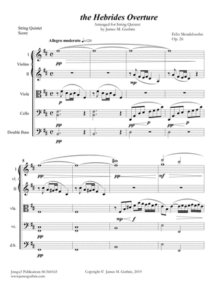 Mendelssohn: the Hebrides Overture for String Quintet