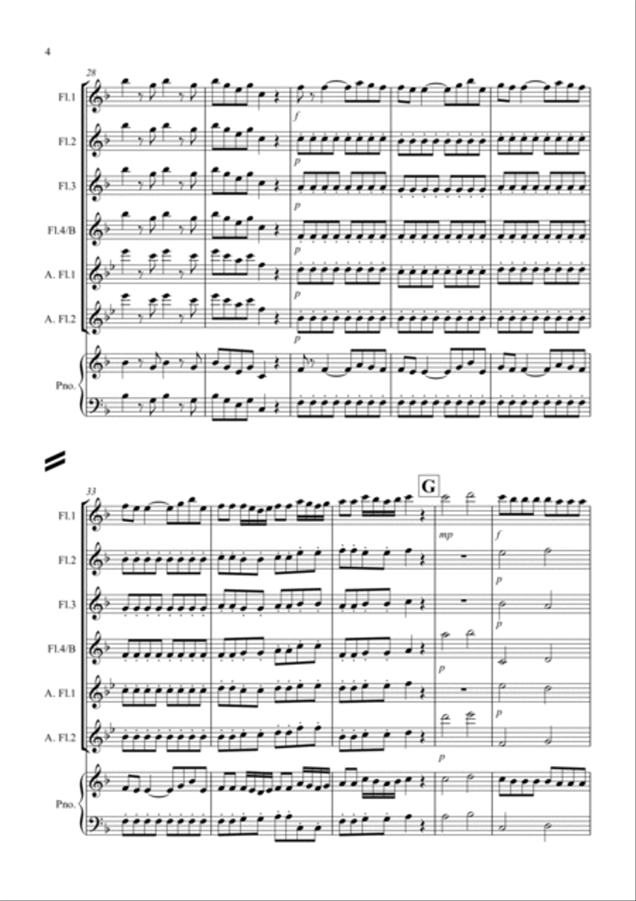 Eine Kleine Nachtmusik (1st movement) for Flute Quartet Flute Quartet scores gallery preview page 4