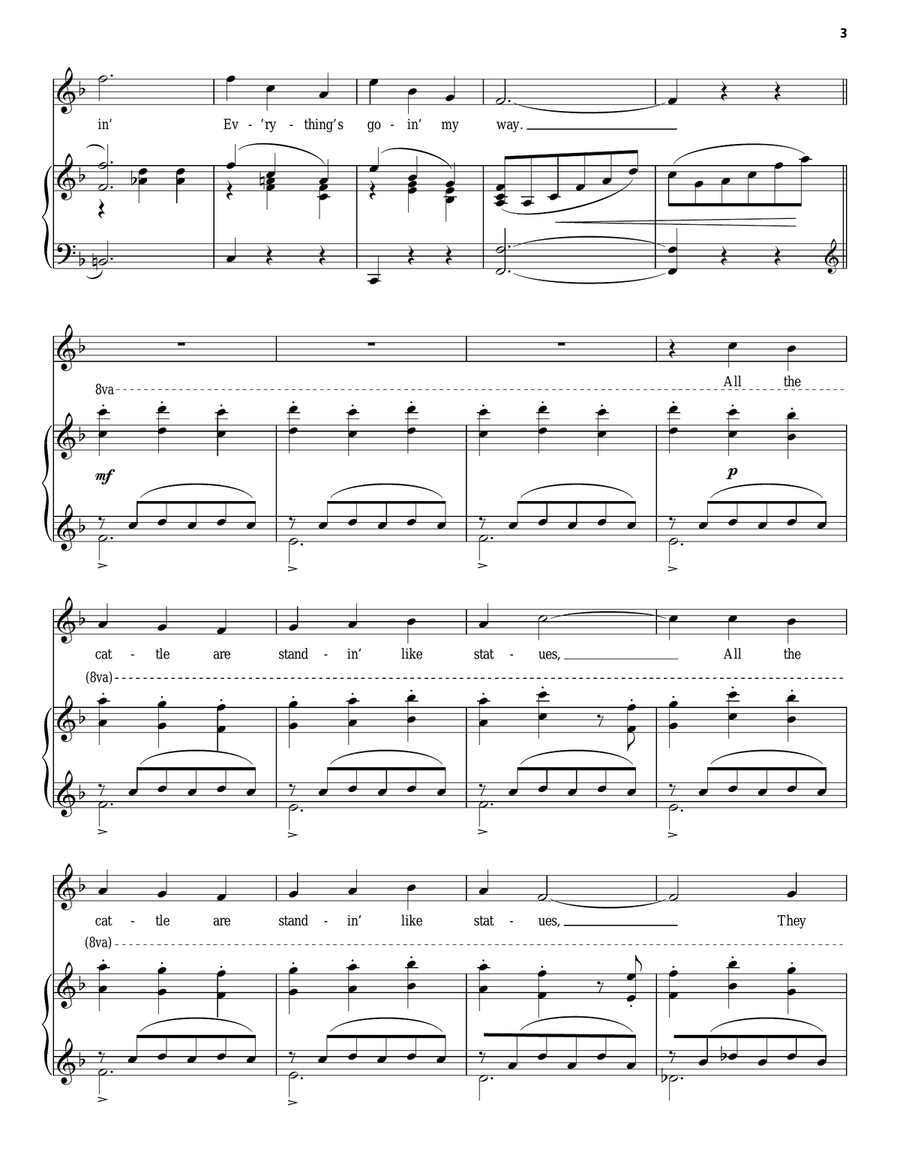 Oh, What A Beautiful Mornin' (from Oklahoma!) Piano, Vocal scores gallery preview page 3