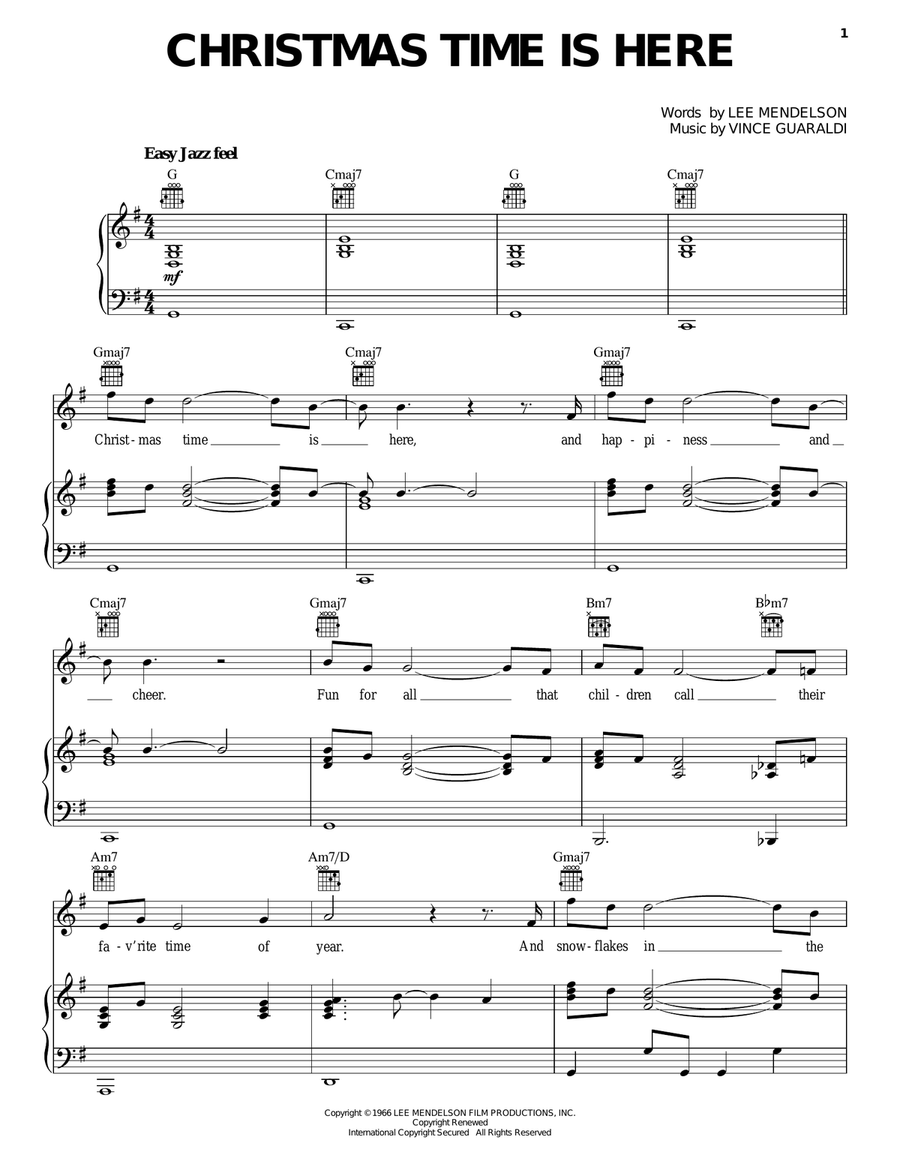 Christmas Time Is Here Piano, Vocal, Guitar scores gallery preview page 1