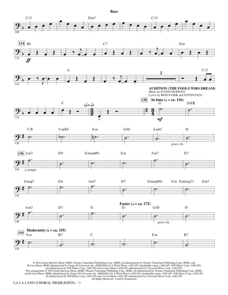 La La Land: Choral Highlights (arr. Mark Brymer) - Bass