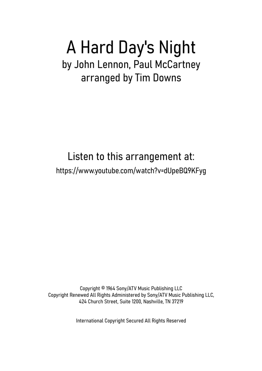 A Hard Day's Night Saxophone Quartet scores gallery preview page 1