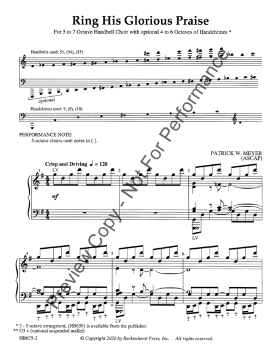 Ring His Glorious Praise - 5-7 octaves Handbell Choir scores gallery preview page 2