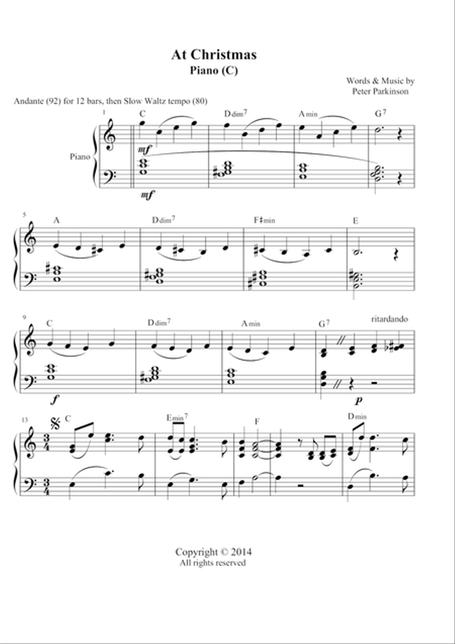 At Christmas At Christmas Piano, Vocal, Guitar scores gallery preview page 1