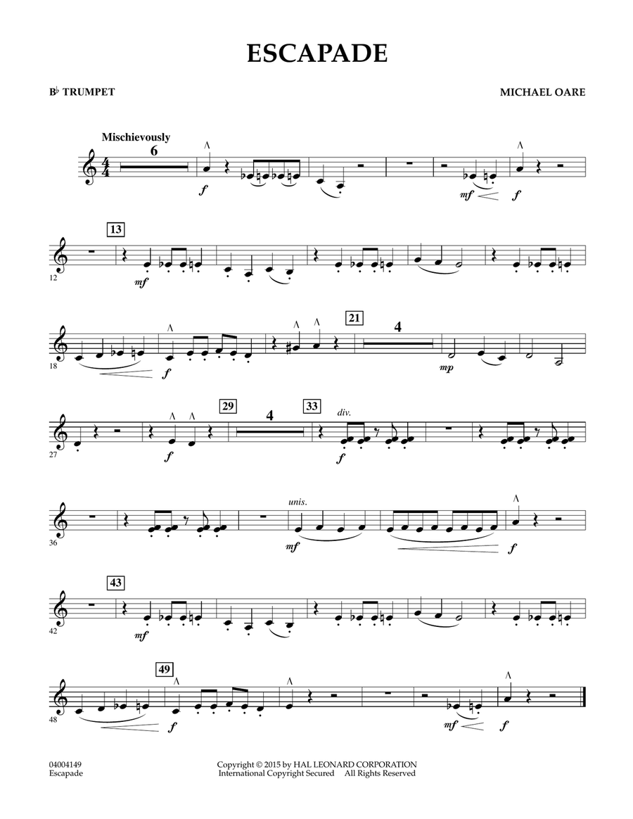 Escapade - Bb Trumpet Concert Band scores gallery preview page 1