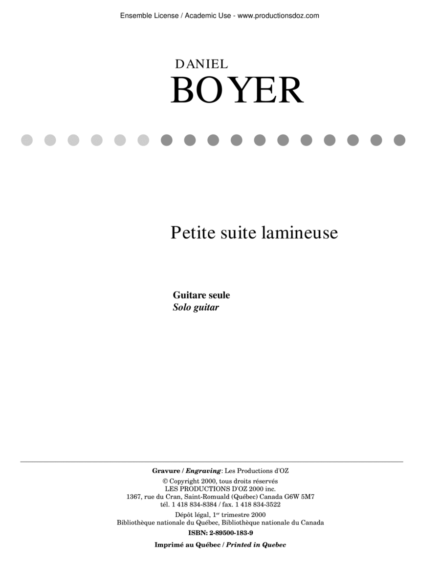 Petite suite lamineuse Classical Guitar scores gallery preview page 1