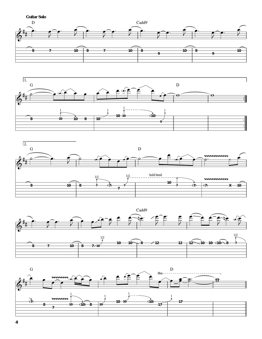 Sweet Child O' Mine Acoustic Guitar scores gallery preview page 4