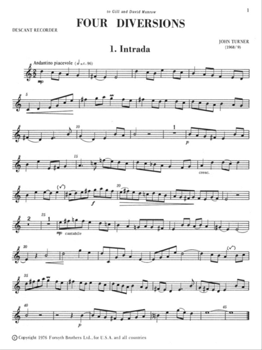 Four Diversions Soprano Recorder scores gallery preview page 2