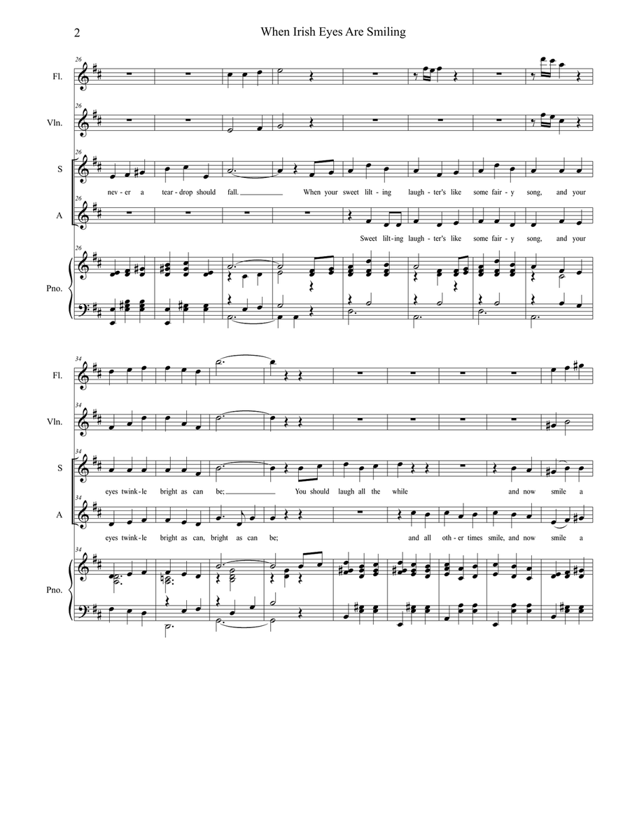 When Irish Eyes Are Smiling (Duet for Soprano and Alto Solo) Alto Voice scores gallery preview page 2