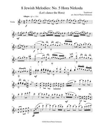 Variations on Hora Nirkoda (Let's dance the Hora) for violin solo