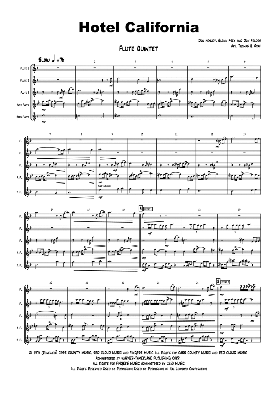 Hotel California Woodwind Ensemble scores gallery preview page 1