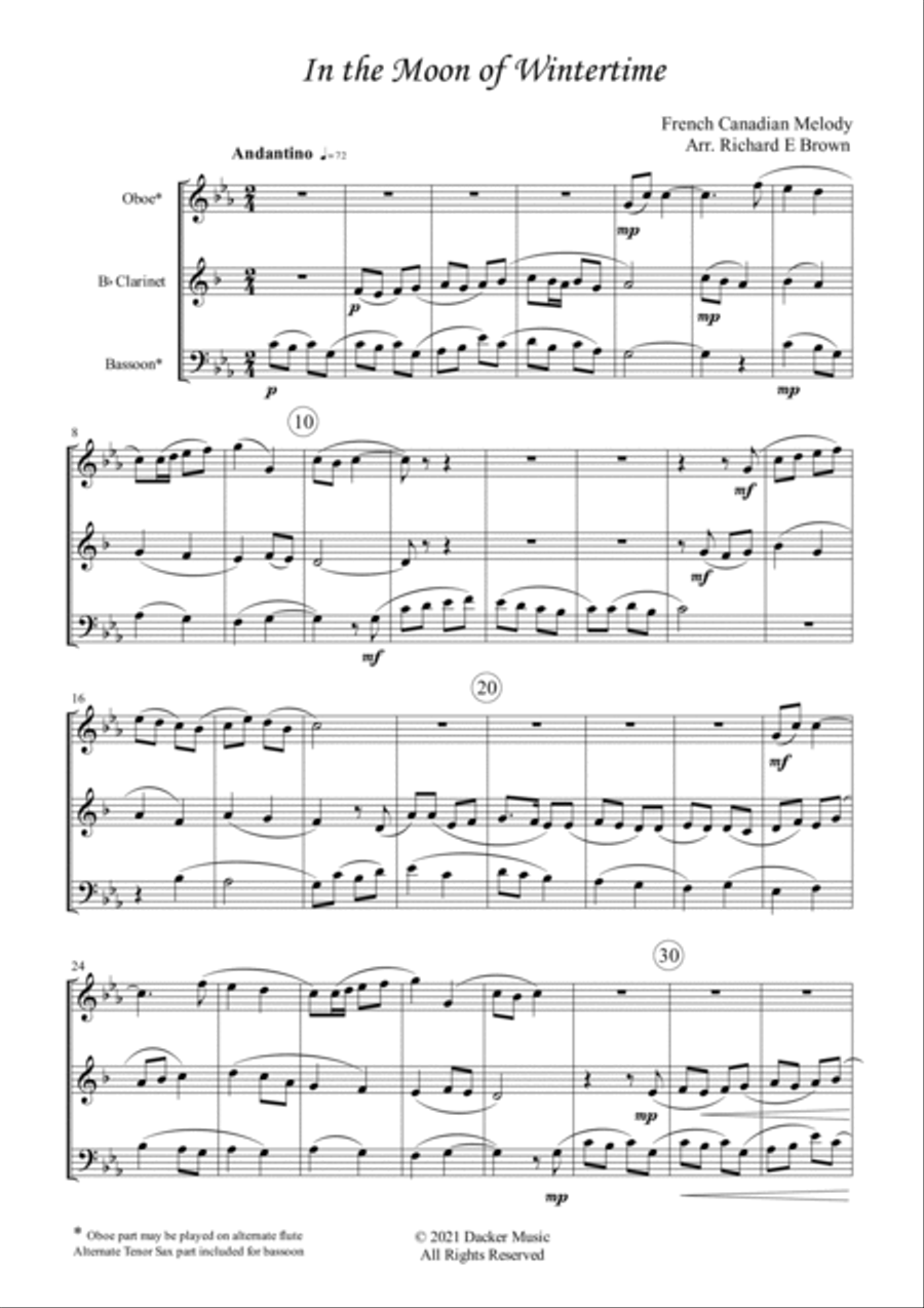 In the Moon of Wintertime - Woodwind Trio Woodwind Trio scores gallery preview page 2