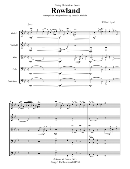Byrd: Rowland for String Orchestra - Score Only image number null