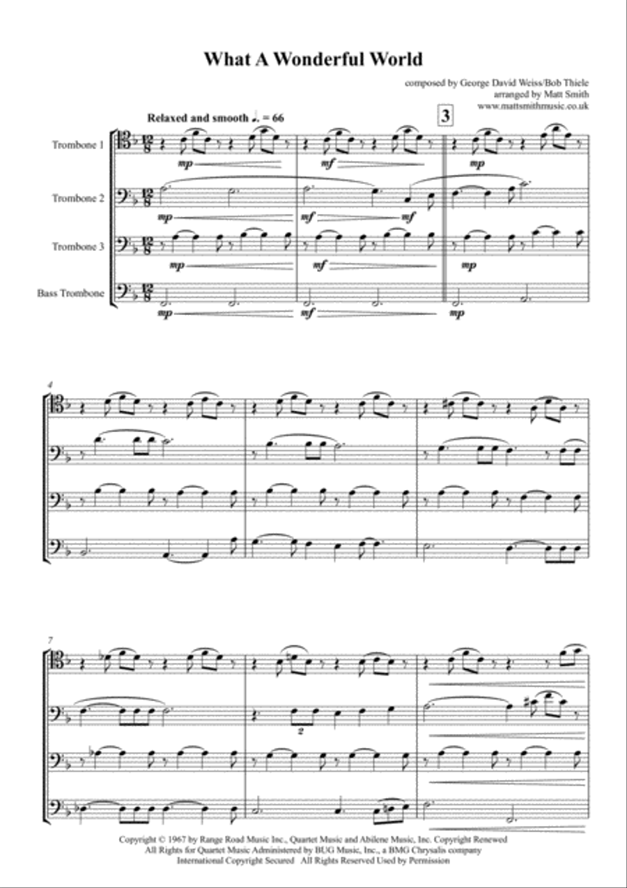 What A Wonderful World Brass Quartet scores gallery preview page 3
