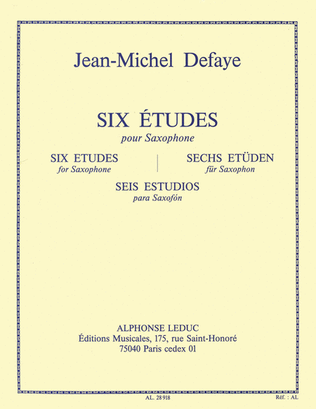 Book cover for 6 Etudes (saxophone Solo)