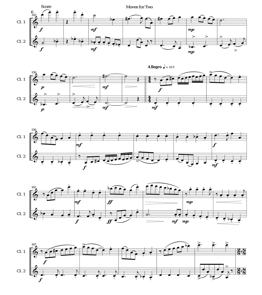 Moves for Two for 2 B flat clarinets image number null
