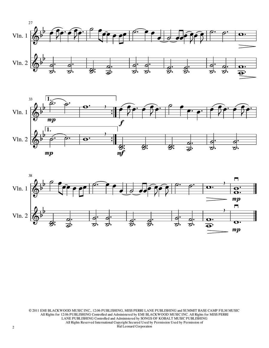 A Thousand Years Violin Solo scores gallery preview page 2
