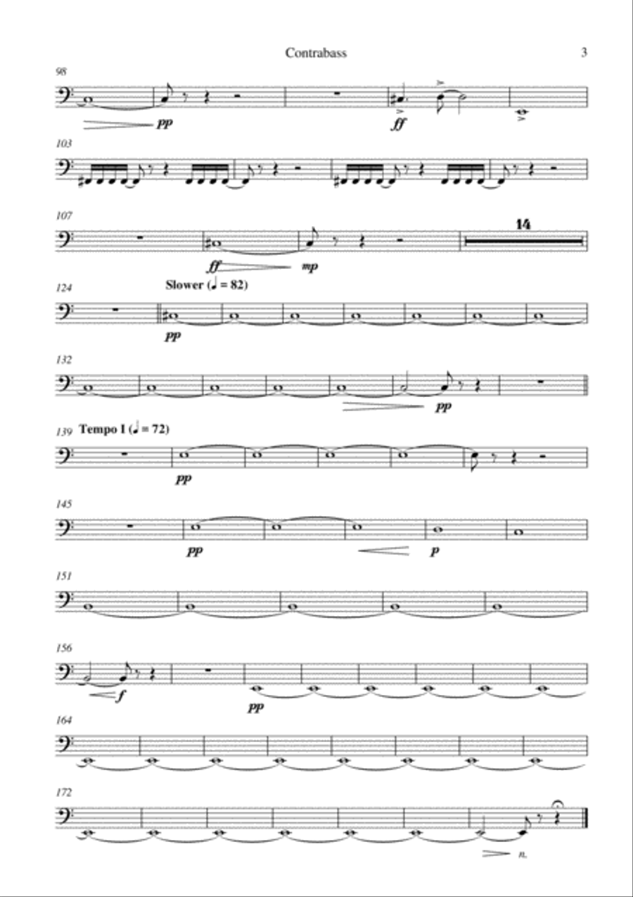 Carson Cooman: Symphony No. 3, “Ave Maris Stella” (2005) for chamber orchestra, contrabass part Chamber Orchestra scores gallery preview page 3
