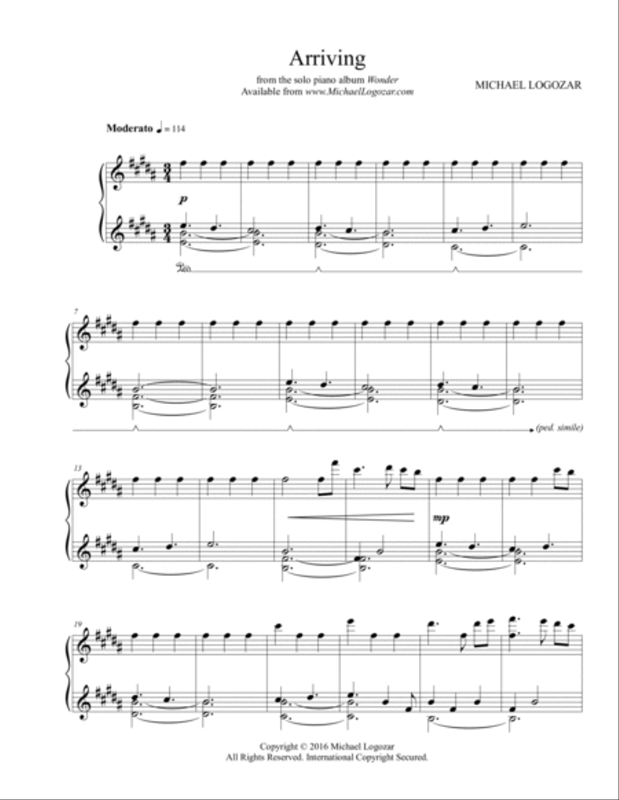 Arriving Arriving Piano Solo scores gallery preview page 1
