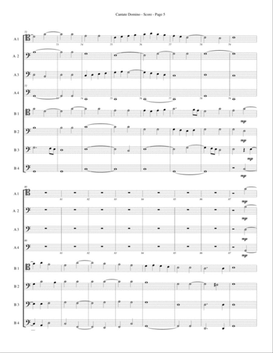 Cantate Domino for Trombone or Low Brass Octet Brass Ensemble scores gallery preview page 5