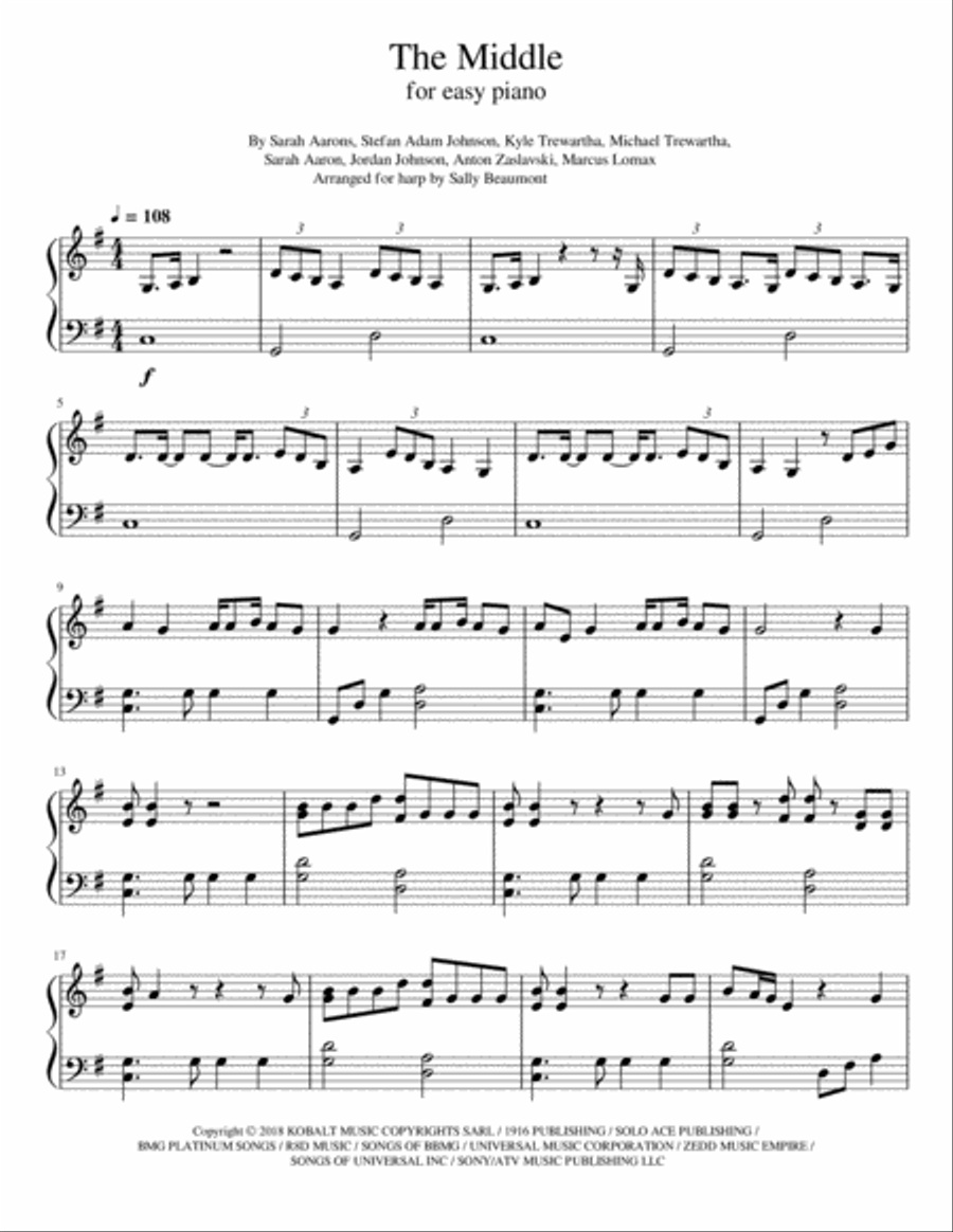 The Middle Easy Piano scores gallery preview page 1