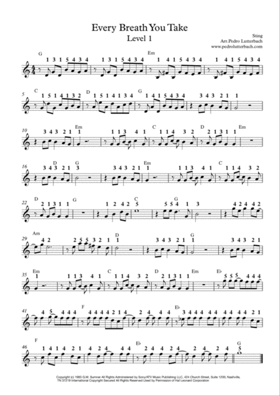 Every Breath You Take Voice scores gallery preview page 1