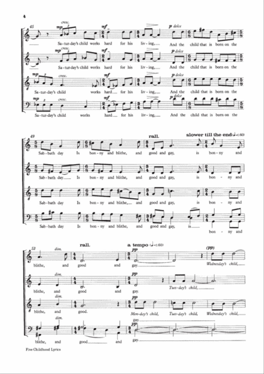Five Childhood Lyrics Divisi scores gallery preview page 4
