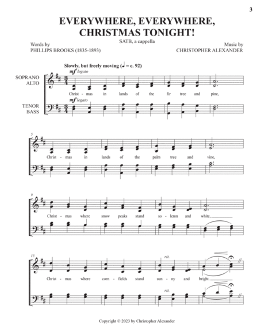 Everywhere, Everywhere, Christmas Tonight! 4-Part scores gallery preview page 3