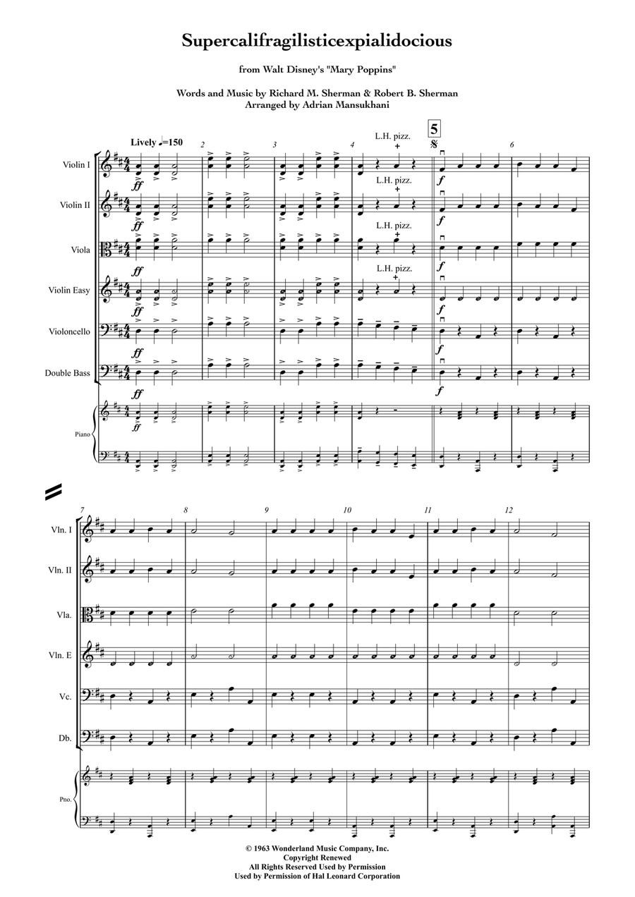 Supercalifragilisticexpialidocious from Walt Disney's MARY POPPINS String Orchestra scores gallery preview page 2