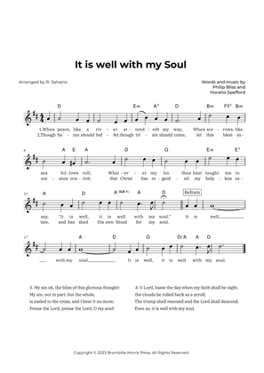 Book cover for It is Well with My Soul (Key of D Major)