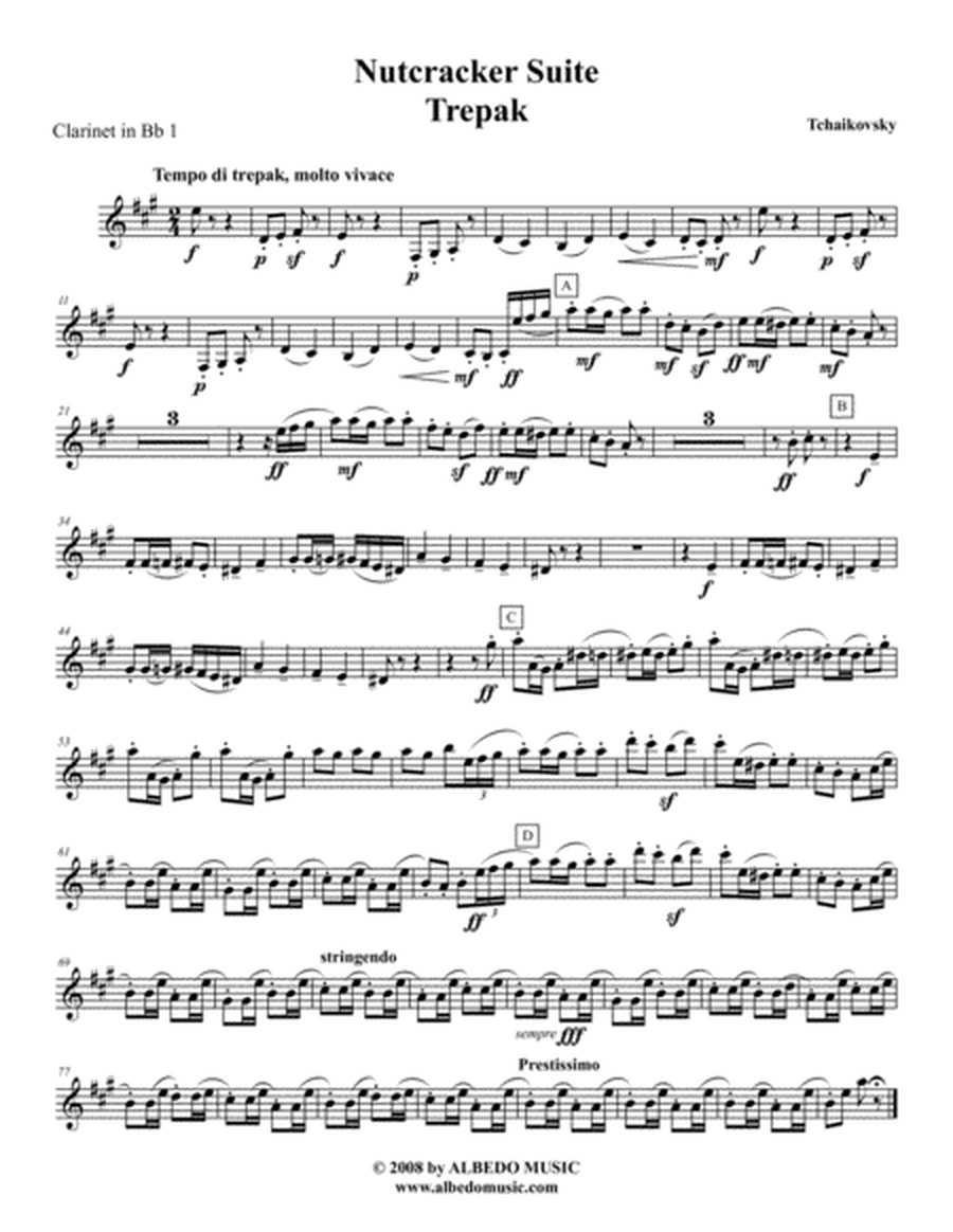 Tchaikovsky Nutcracker Suite - Clarinet in Bb 1 (Transposed Part), Op.71a