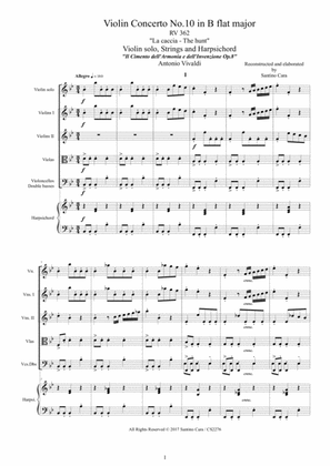 Vivaldi - Violin Concerto No.10 in B flat RV 362 (La caccia) Op.8 for Violin, Strings and Harpsichor