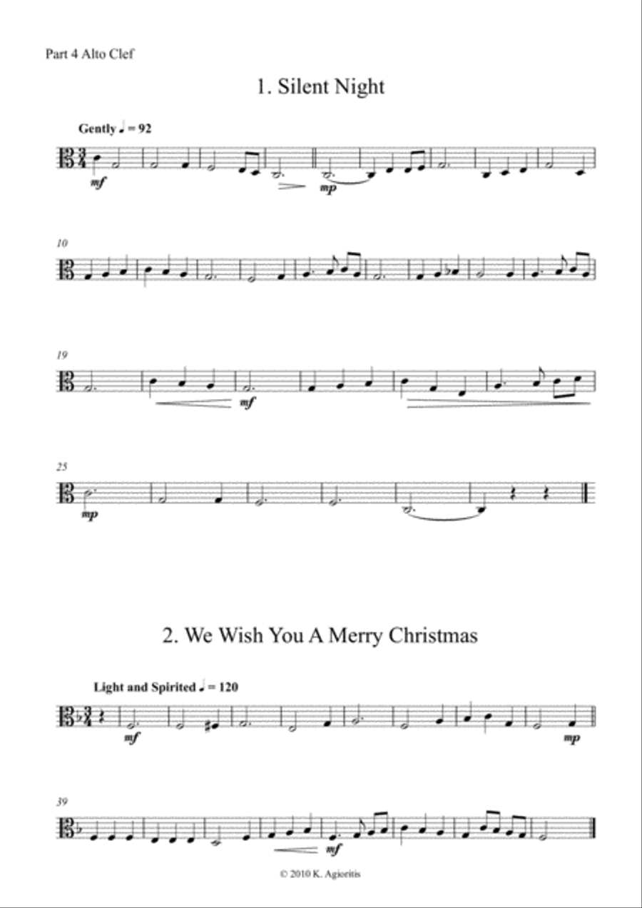 Carols for Four (or more) - Fifteen Carols with Flexible Instrumentation - Part 4 - Alto Clef