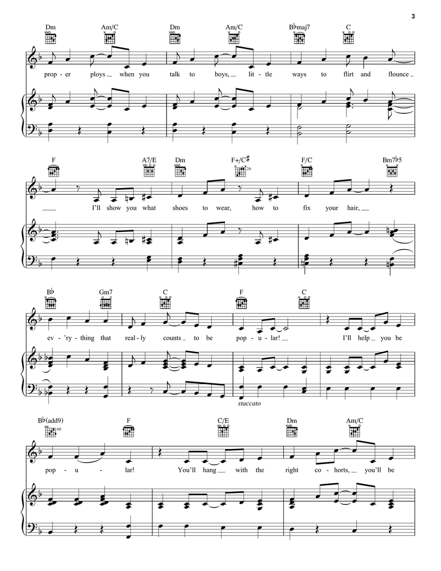 Popular (from Wicked) Piano, Vocal, Guitar scores gallery preview page 3
