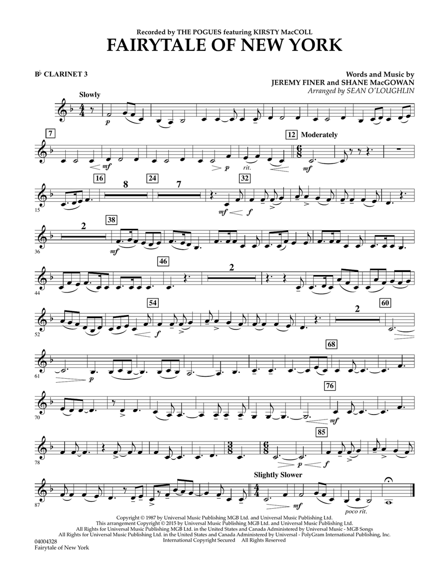 Fairytale of New York - Bb Clarinet 3