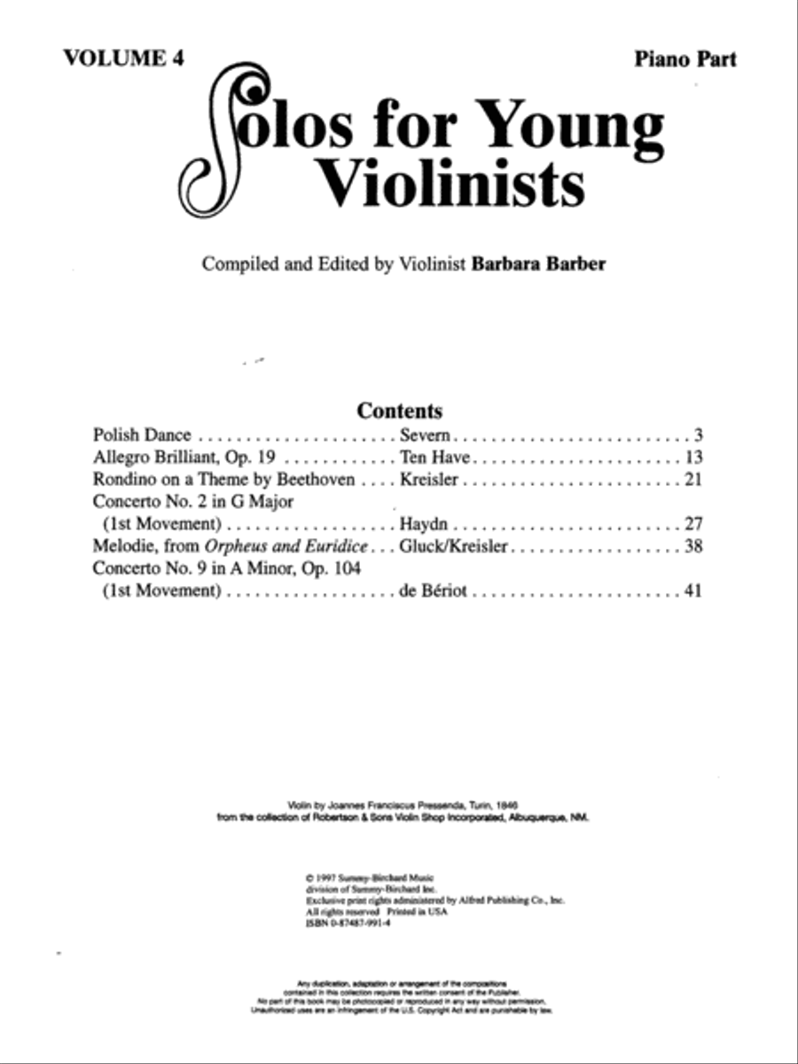 Solos for Young Violinists, Volume 4