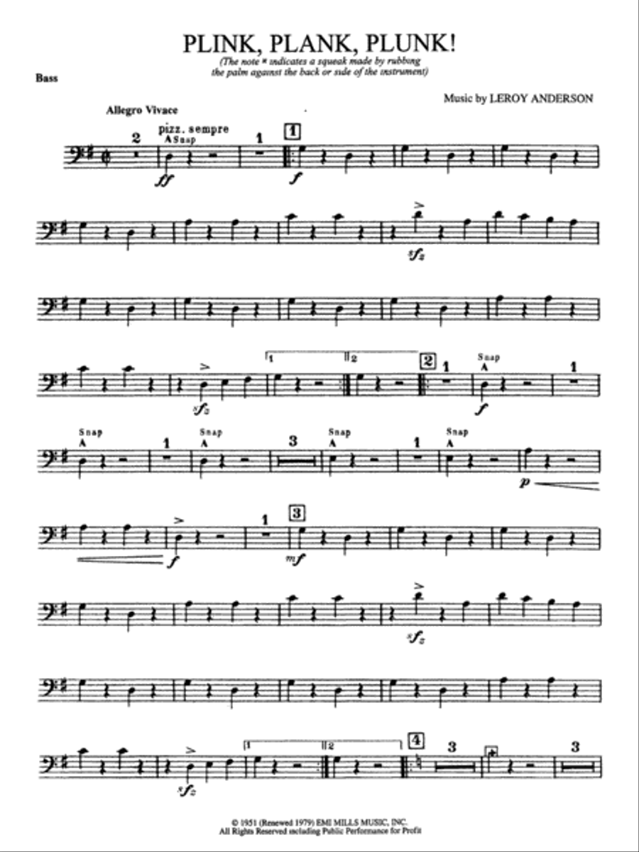 Plink, Plank, Plunk!: String Bass String Orchestra scores gallery preview page 1