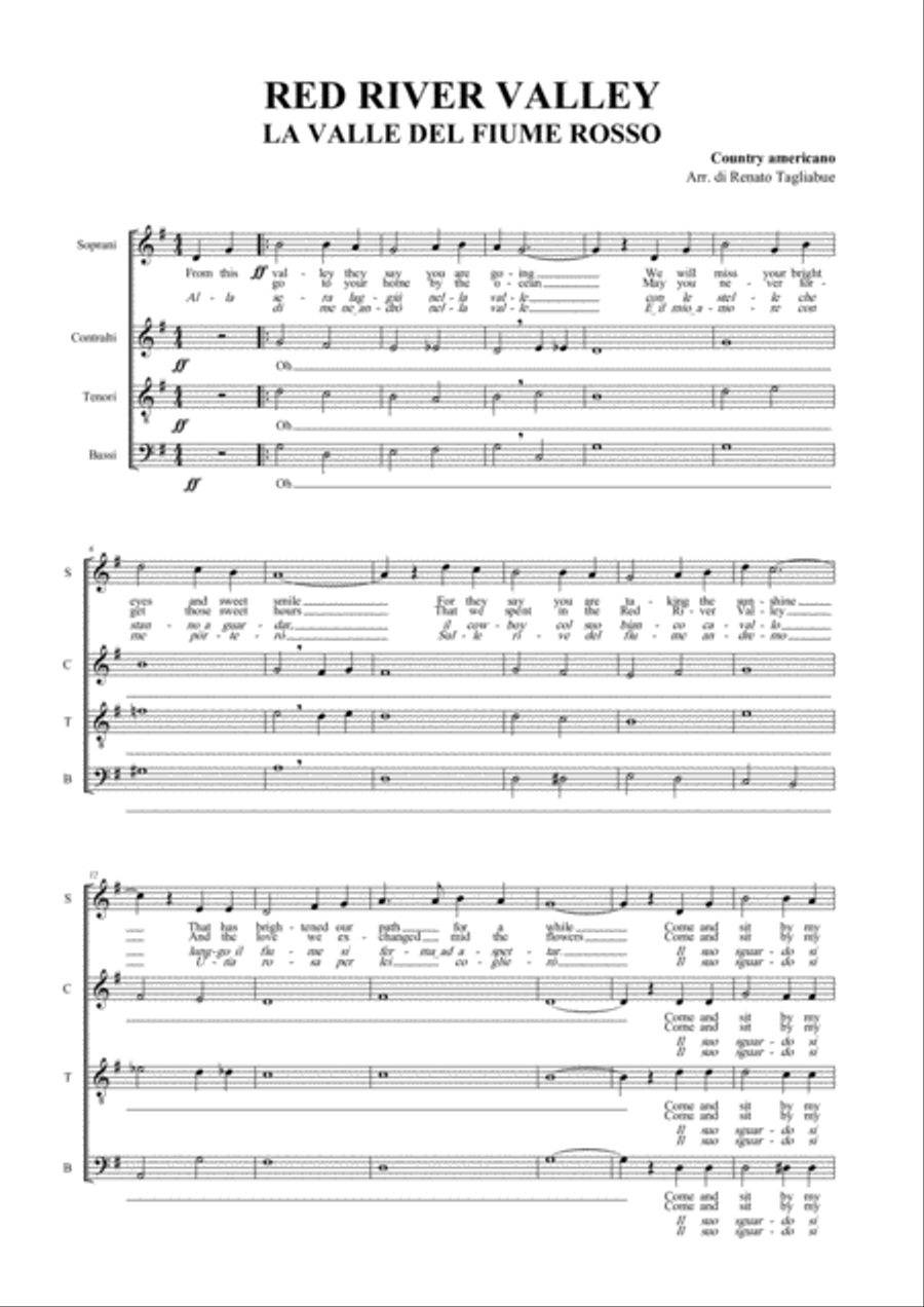 RED RIVER VALLEY - (La valle del fiume rosso) - For SATB Choir 4-Part scores gallery preview page 2