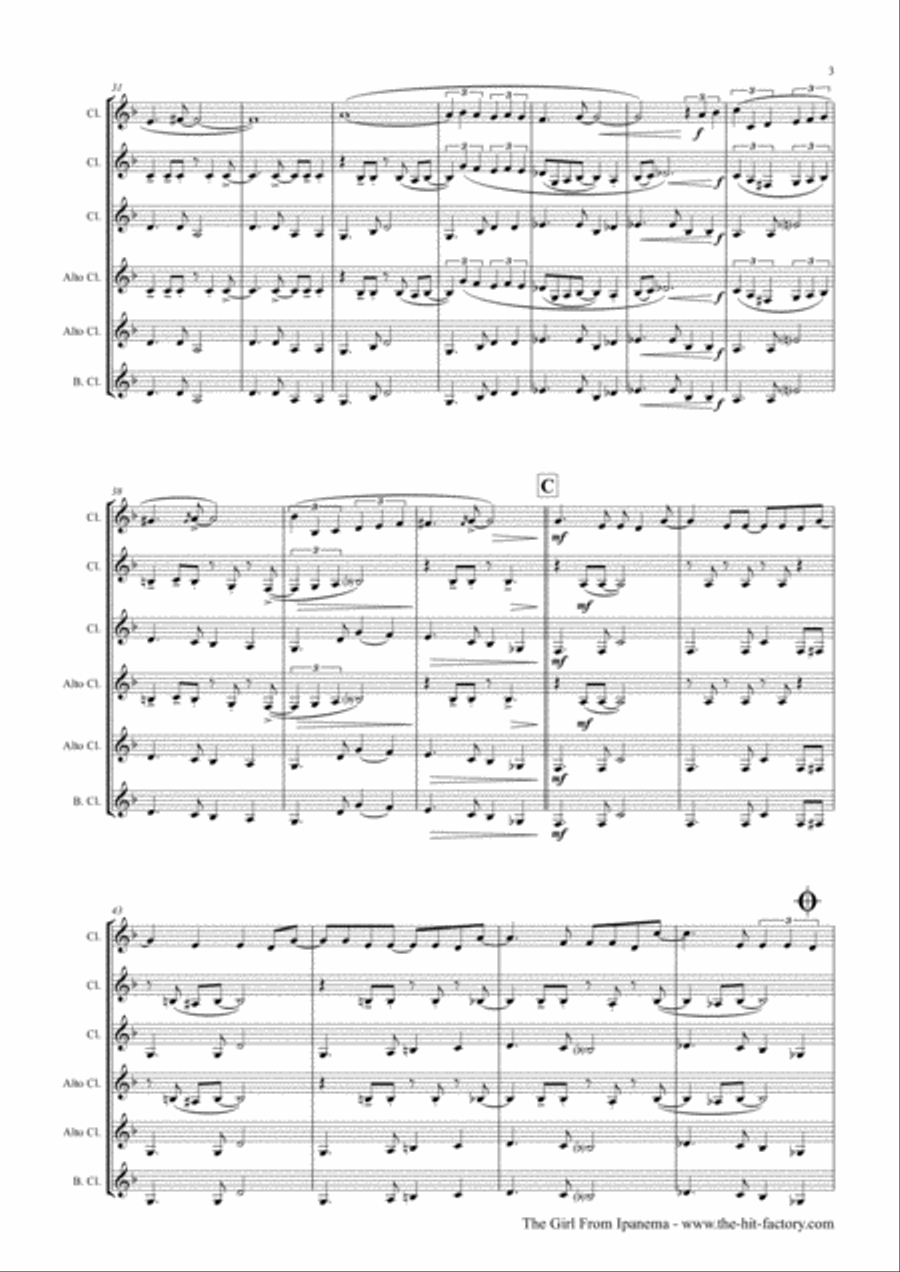 The Girl From Ipanema (Garota De Ipanema) Clarinet Trio scores gallery preview page 3