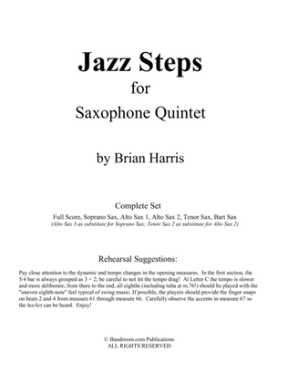 JAZZ STEPS for Sax Quintet (Score and parts)