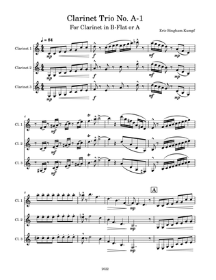 Book cover for Clarinet Trio No. A-1
