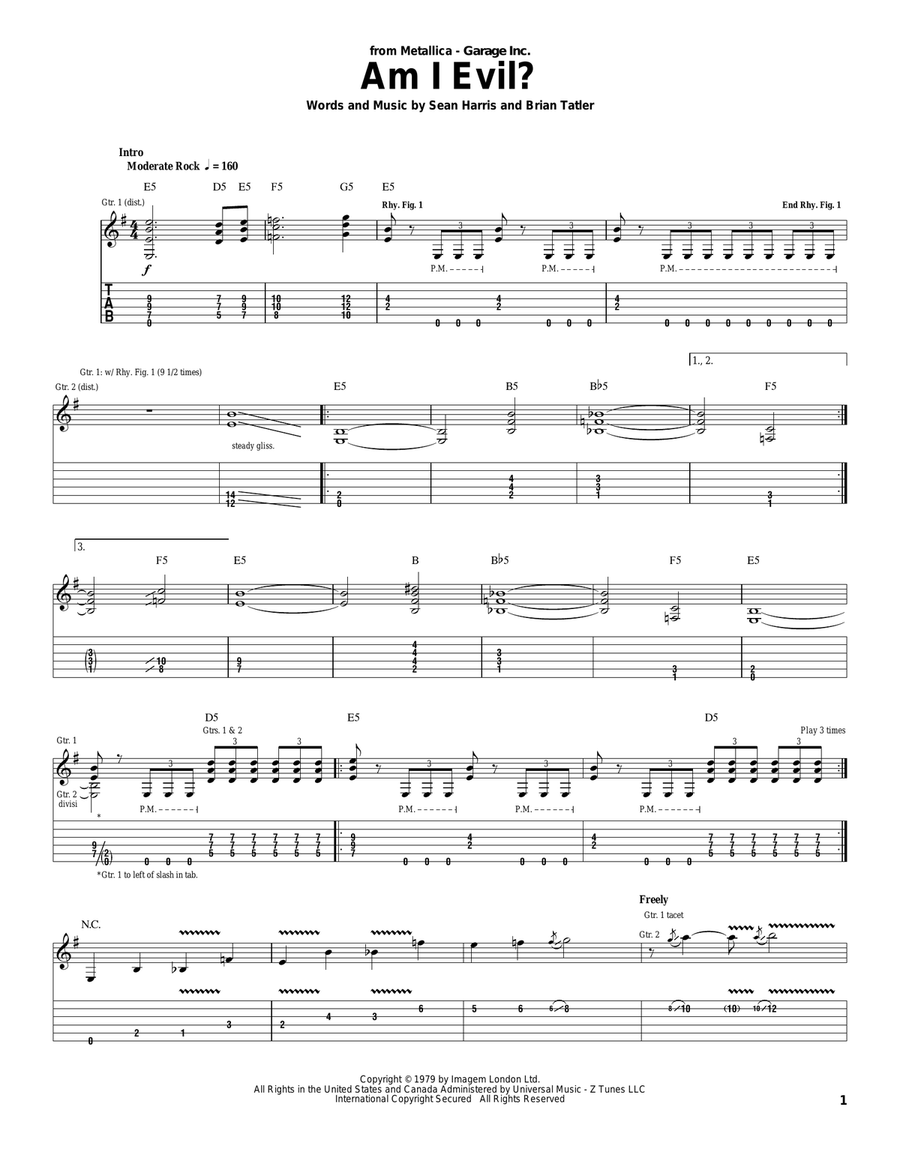 Am I Evil? Acoustic Guitar scores gallery preview page 1