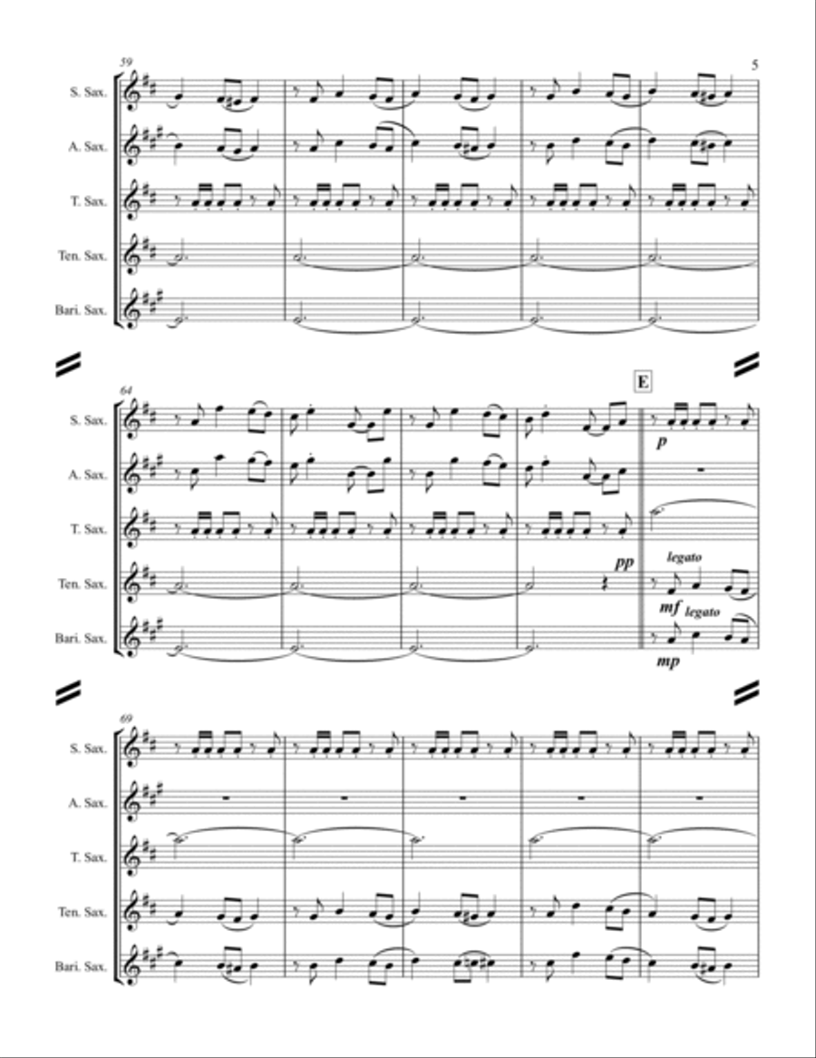 Tchaikovsky – Danse Espagnole (Spanish Dance) from Swan Lake (for Saxophone Quintet SATTB) Saxophone Quintet scores gallery preview page 6