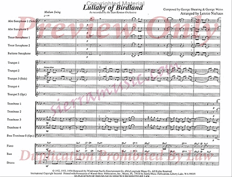 Lullaby Of Birdland Jazz Ensemble scores gallery preview page 2