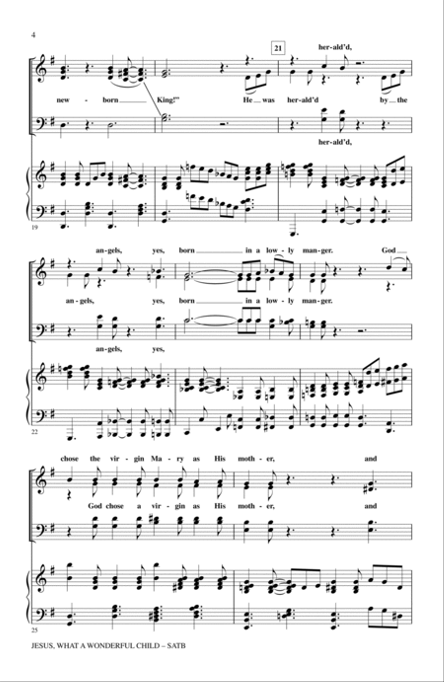 Jesus, What A Wonderful Child 4-Part scores gallery preview page 3